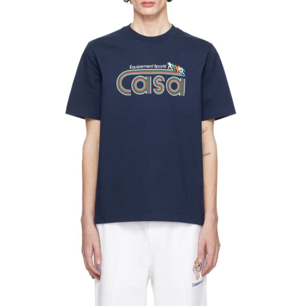 Casablanca Navy Equipement Sportif Screen Printed Jersey T-shirt Size XL